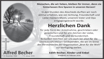 Anzeige von Alfred Becher von  Lokalanzeiger 