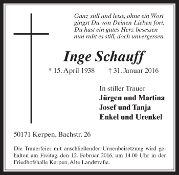 Anzeige von Inge Schauff von  Werbepost 