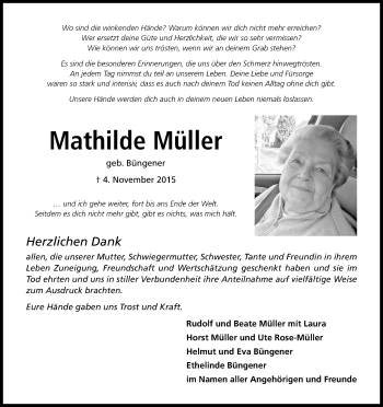 Anzeige von Mathilde Müller von Kölner Stadt-Anzeiger / Kölnische Rundschau / Express