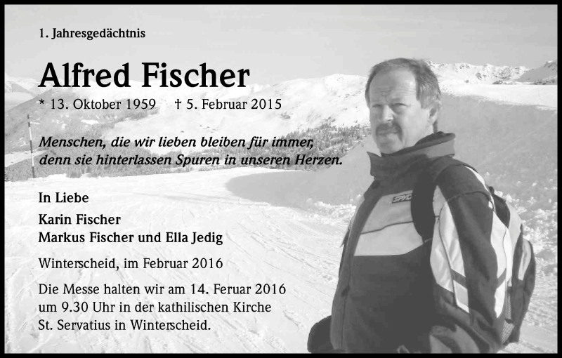 Traueranzeige für Alfred Fischer vom 05.02.2016 aus Kölner Stadt-Anzeiger / Kölnische Rundschau / Express