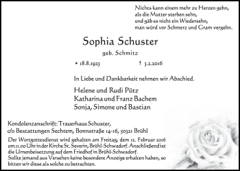 Anzeige von Sophia Schuster von  Schlossbote/Werbekurier 