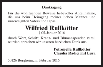 Anzeige von Wilfried Rullkötter von  Werbepost 