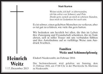 Anzeige von Heinrich Weitz von  Werbepost 
