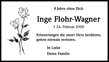 Anzeige von Inge Flohr-Wagner von Kölner Stadt-Anzeiger / Kölnische Rundschau / Express