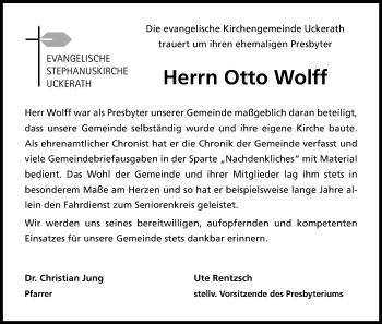 Anzeige von Otto Wolff von Kölner Stadt-Anzeiger / Kölnische Rundschau / Express