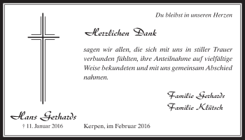 Anzeige von Hans Gerhards von  Werbepost 
