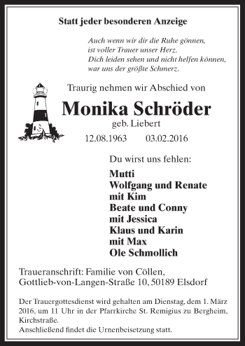 Anzeige von Monika Schröder von  Werbepost 