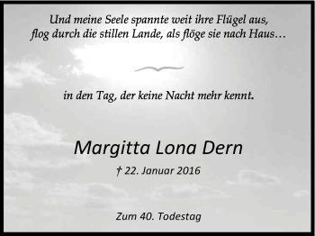 Anzeige von Margitta Lona Dern von Kölner Stadt-Anzeiger / Kölnische Rundschau / Express