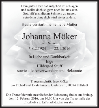 Anzeige von Johanna Möker von  Werbepost 