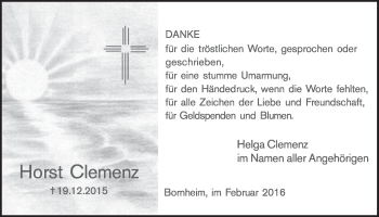 Anzeige von Horst Clemenz von  Schlossbote/Werbekurier 