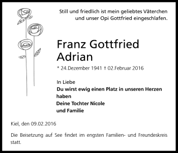 Anzeige von Franz Gottfried Adrian von Kölner Stadt-Anzeiger / Kölnische Rundschau / Express