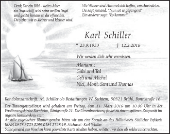 Anzeige von Karl Schiller von  Schlossbote/Werbekurier 