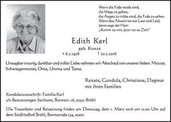 Anzeige von Edith Kerl von  Schlossbote/Werbekurier 