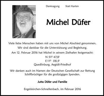 Anzeige von Michel Düfer von Kölner Stadt-Anzeiger / Kölnische Rundschau / Express