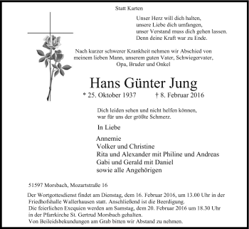 Anzeige von Hans Günter Jung von Kölner Stadt-Anzeiger / Kölnische Rundschau / Express