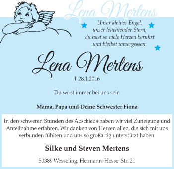 Anzeige von Lena Mertens von  Schlossbote/Werbekurier 