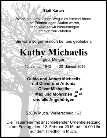 Anzeige von Kathy Michaelis von Kölner Stadt-Anzeiger / Kölnische Rundschau / Express