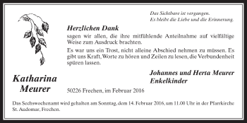 Anzeige von Katharina Meurer von  Wochenende 