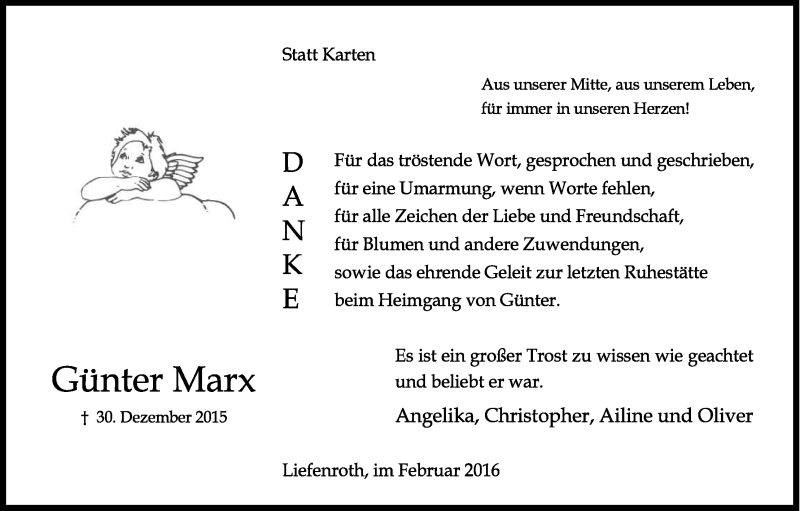  Traueranzeige für Günter Marx vom 13.02.2016 aus Kölner Stadt-Anzeiger / Kölnische Rundschau / Express
