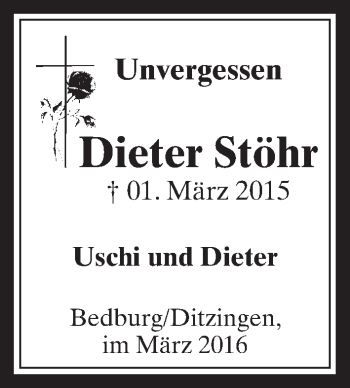 Anzeige von Dieter Stöhr von  Werbepost 