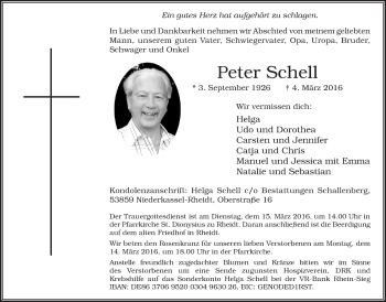 Anzeige von Peter Schell von  Extra Blatt 