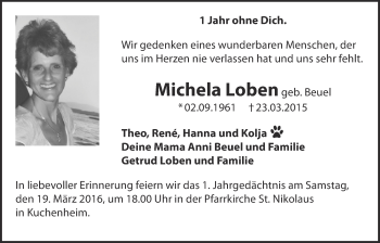 Anzeige von Michela Loben von  Blickpunkt Euskirchen 