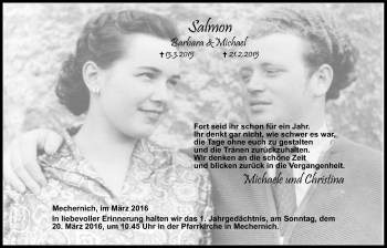 Anzeige von Barbara und Michael Salmon von  Blickpunkt Euskirchen 