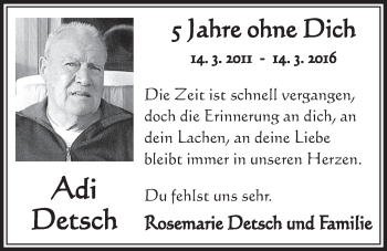 Anzeige von Adi Detsch von  Schlossbote/Werbekurier 