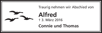 Anzeige von Alfred  von  Lokalanzeiger 