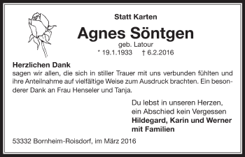 Anzeige von Agnes Söntgen von  Schaufenster/Blickpunkt 