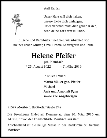 Anzeige von Helene Pfeifer von Kölner Stadt-Anzeiger / Kölnische Rundschau / Express