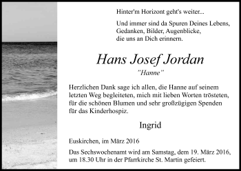 Anzeige von Hans Josef Jordan von Kölner Stadt-Anzeiger / Kölnische Rundschau / Express