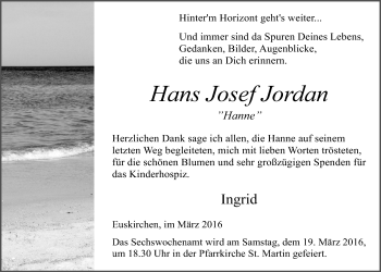 Anzeige von Hans Josef Jordan von  Blickpunkt Euskirchen 