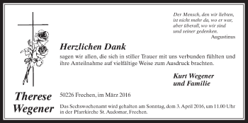 Anzeige von Therese Wegener von  Wochenende 