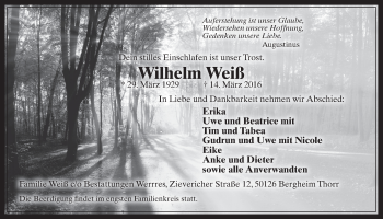 Anzeige von Wilhelm Weiß von  Werbepost 
