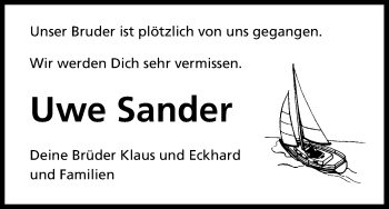 Anzeige von Uwe Sander von Kölner Stadt-Anzeiger / Kölnische Rundschau / Express