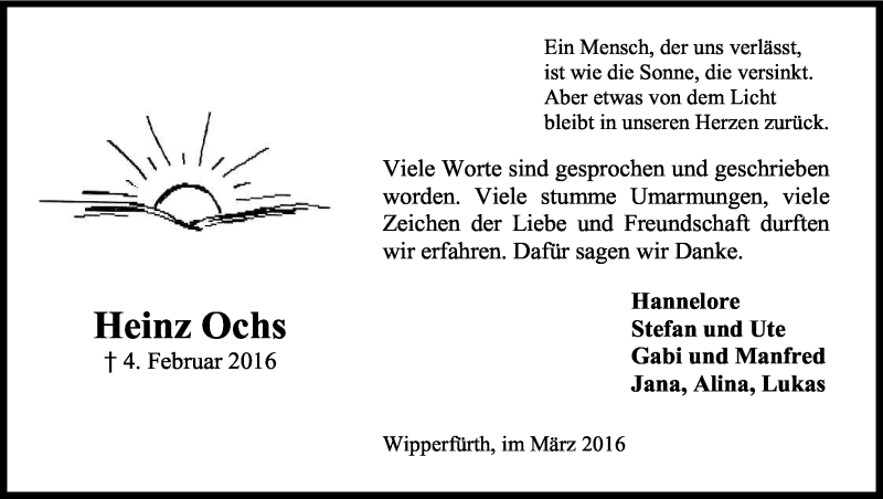  Traueranzeige für Heinz Ochs vom 12.03.2016 aus Kölner Stadt-Anzeiger / Kölnische Rundschau / Express