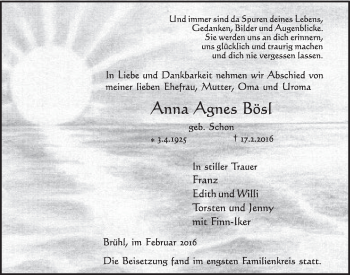 Anzeige von Anna Agnes Bösl von  Schlossbote/Werbekurier 
