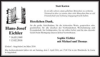 Anzeige von Hans-Josef Eichler von  Werbepost 