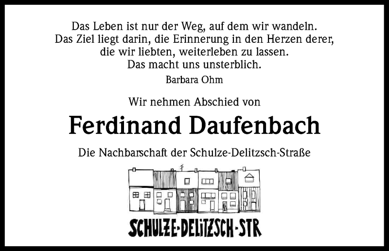  Traueranzeige für Ferdinand Daufenbach vom 05.03.2016 aus Kölner Stadt-Anzeiger / Kölnische Rundschau / Express