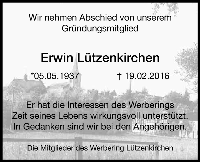  Traueranzeige für Erwin Lützenkirchen vom 02.03.2016 aus Kölner Stadt-Anzeiger / Kölnische Rundschau / Express