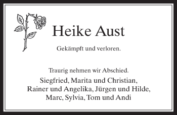 Anzeige von Heike Aust von  Wochenende 