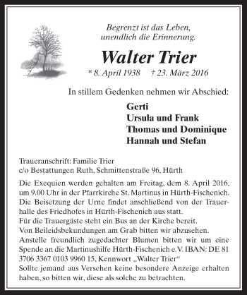 Anzeige von Walter Trier von  Wochenende 