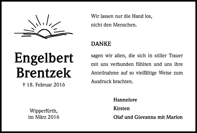  Traueranzeige für Engelbert Brentzek vom 19.03.2016 aus Kölner Stadt-Anzeiger / Kölnische Rundschau / Express