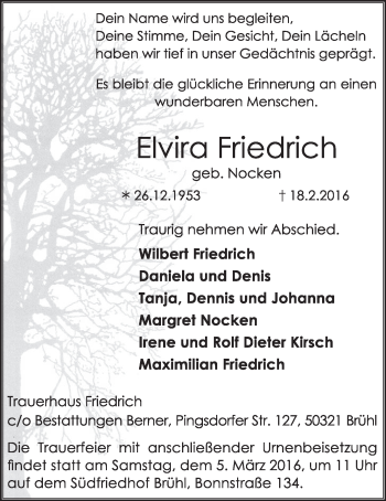 Anzeige von Elvira Friedrich von  Schlossbote/Werbekurier 