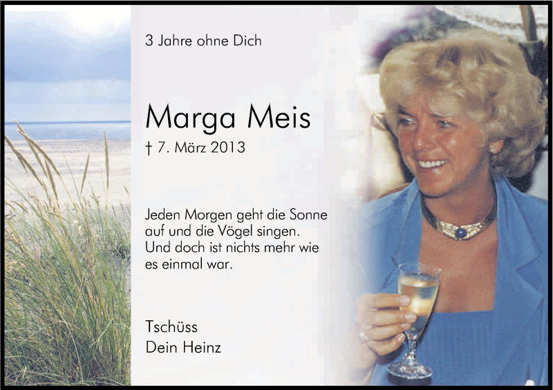  Traueranzeige für Marga Meis vom 07.03.2016 aus Kölner Stadt-Anzeiger / Kölnische Rundschau / Express