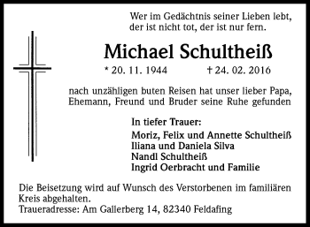 Anzeige von Michael Schultheiß von Kölner Stadt-Anzeiger / Kölnische Rundschau / Express