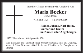 Anzeige von Maria Becker von  Schaufenster/Blickpunkt 