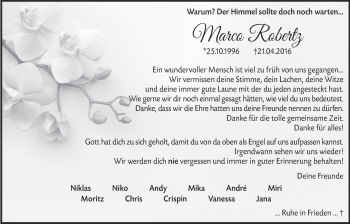 Anzeige von Marco Robertz von  Rhein-Sieg-Wochenende 