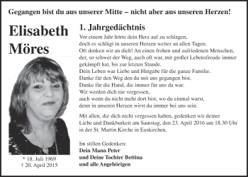 Anzeige von Elisabeth Möres von  Blickpunkt Euskirchen 